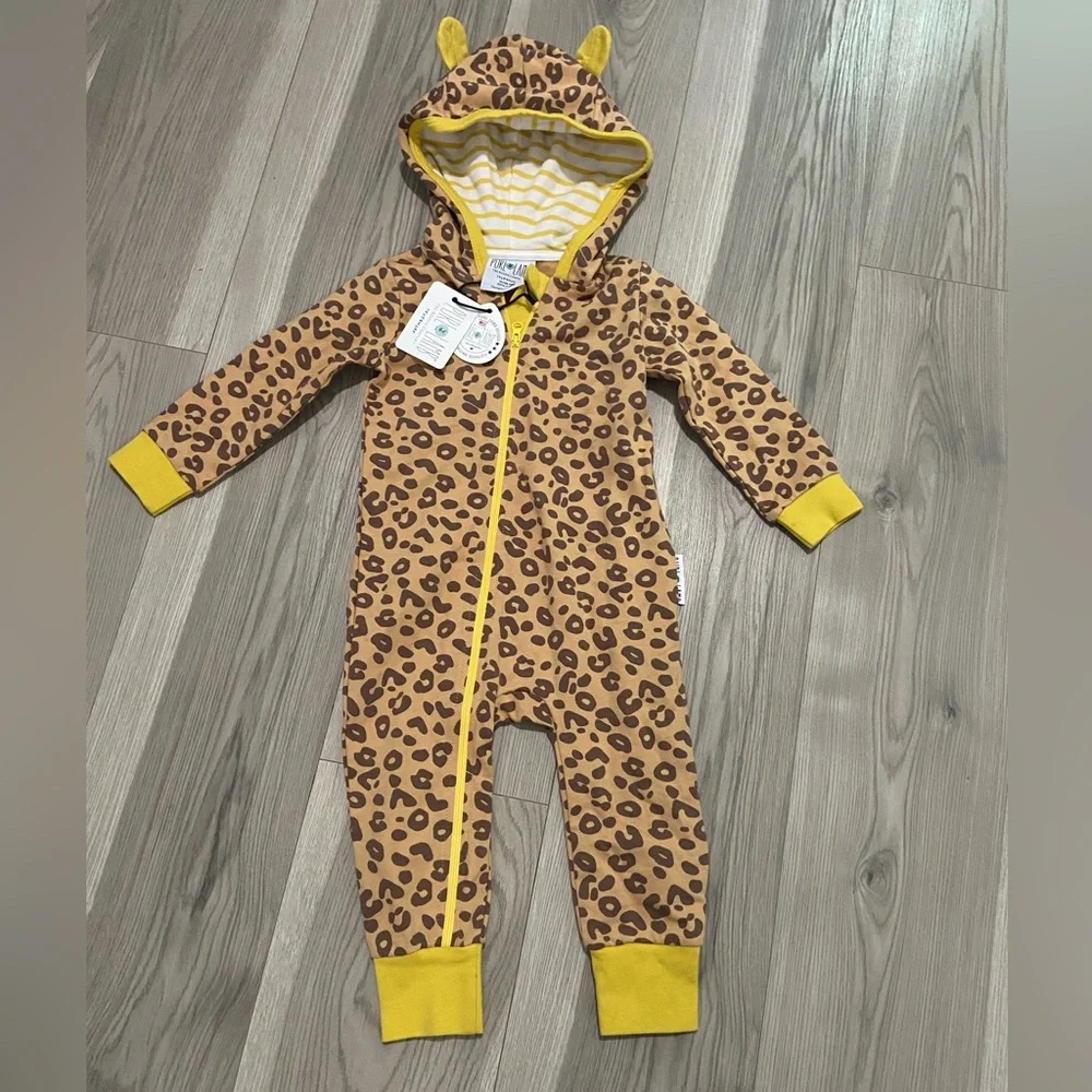 Giraffe Hooded Zip Up Onesie Size 12/18 Months NWT